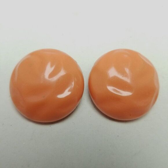 Vintage Orange Clip On Earrings, Plastic 70s Style Retro Estate - Picture 6 of 6